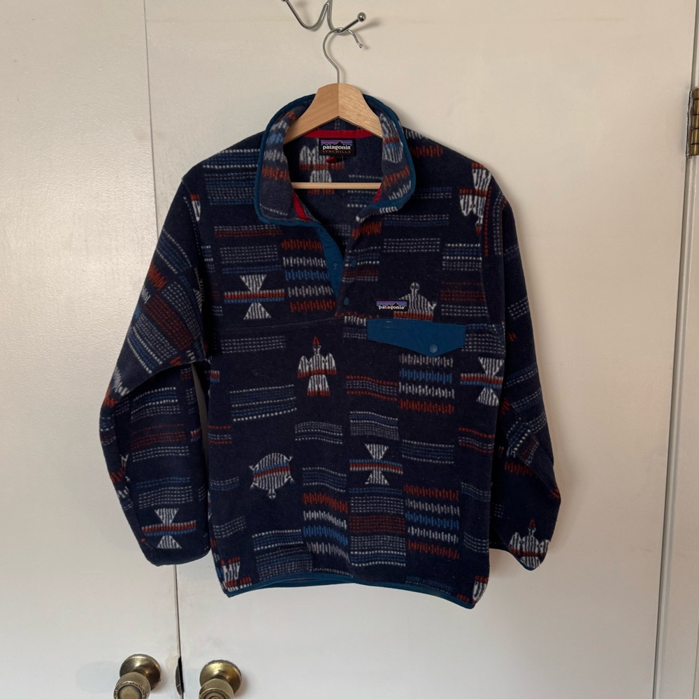 RARE Patagonia Snap-T River Tribe Navy Blue Turtle Thunderbird